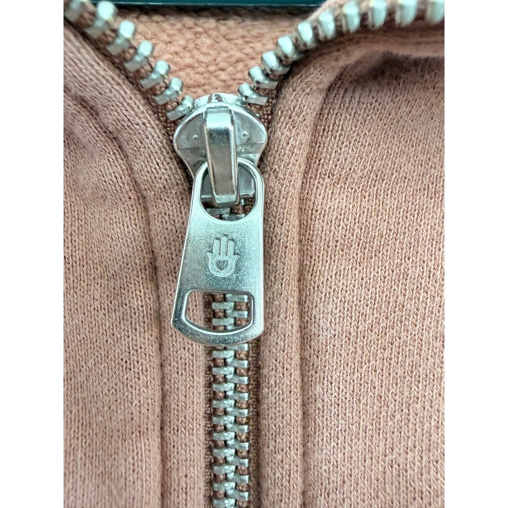 A- 069- Spiritual Gangster Women Terracotta Cotton Fleece Quarter Zip Pullover - Picture 5 of 9